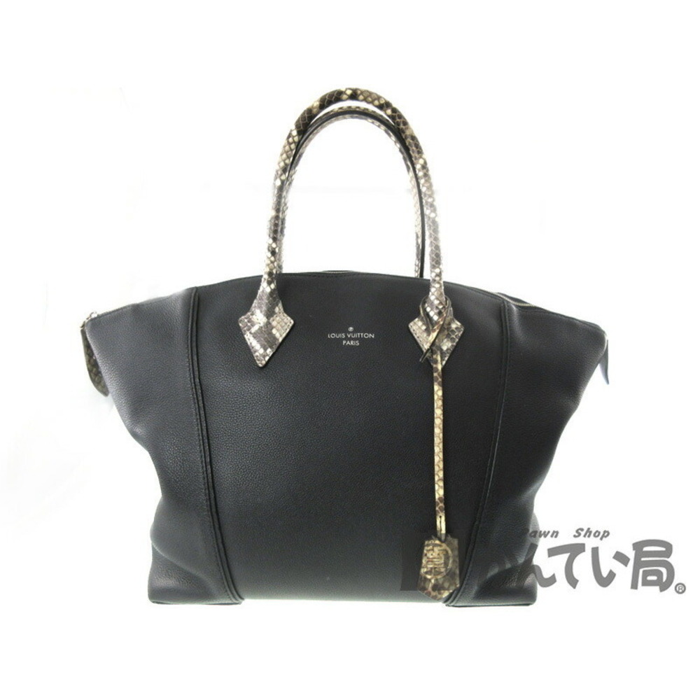 Louis Vuitton Lockit Leather Python Handbag Black… - image 1